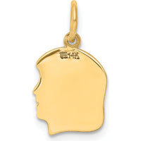 14K Yellow Gold Personalized Engravable Girl Head Charm - 18mm Length by Oro Pregiato