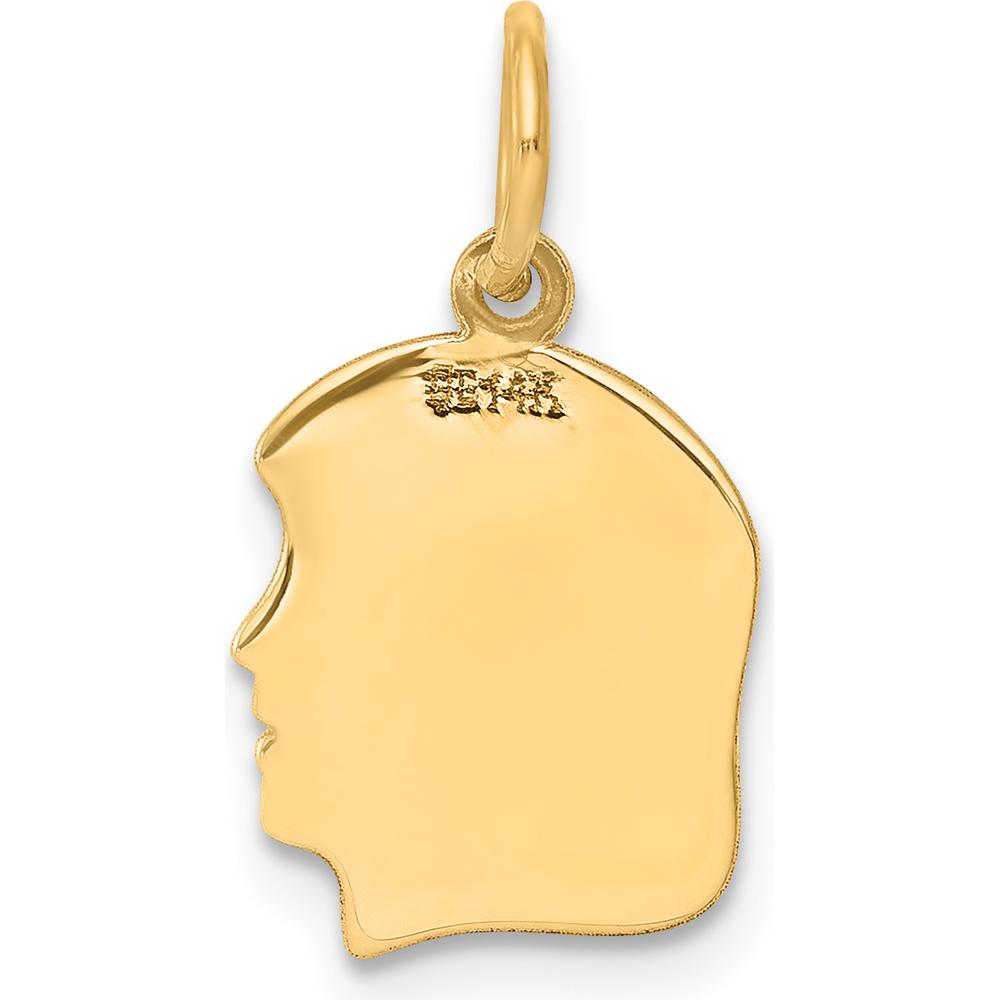 14K Yellow Gold Personalized Engravable Girl Head Charm - 18mm Length by Oro Pregiato