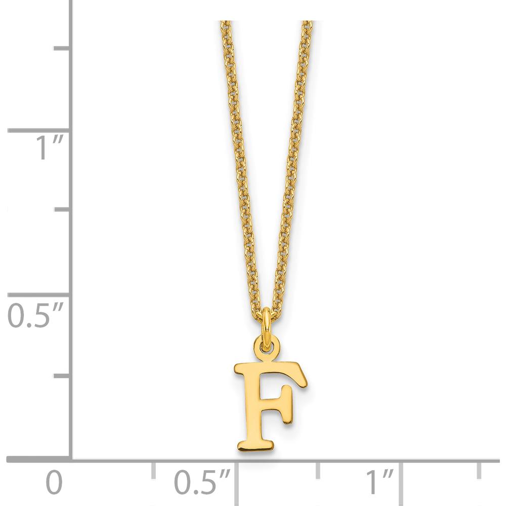 14K Yellow Gold Personalized "F" Initial Cutout Pendant Necklace with 18-Inch Cable Chain by Oro Pregiato