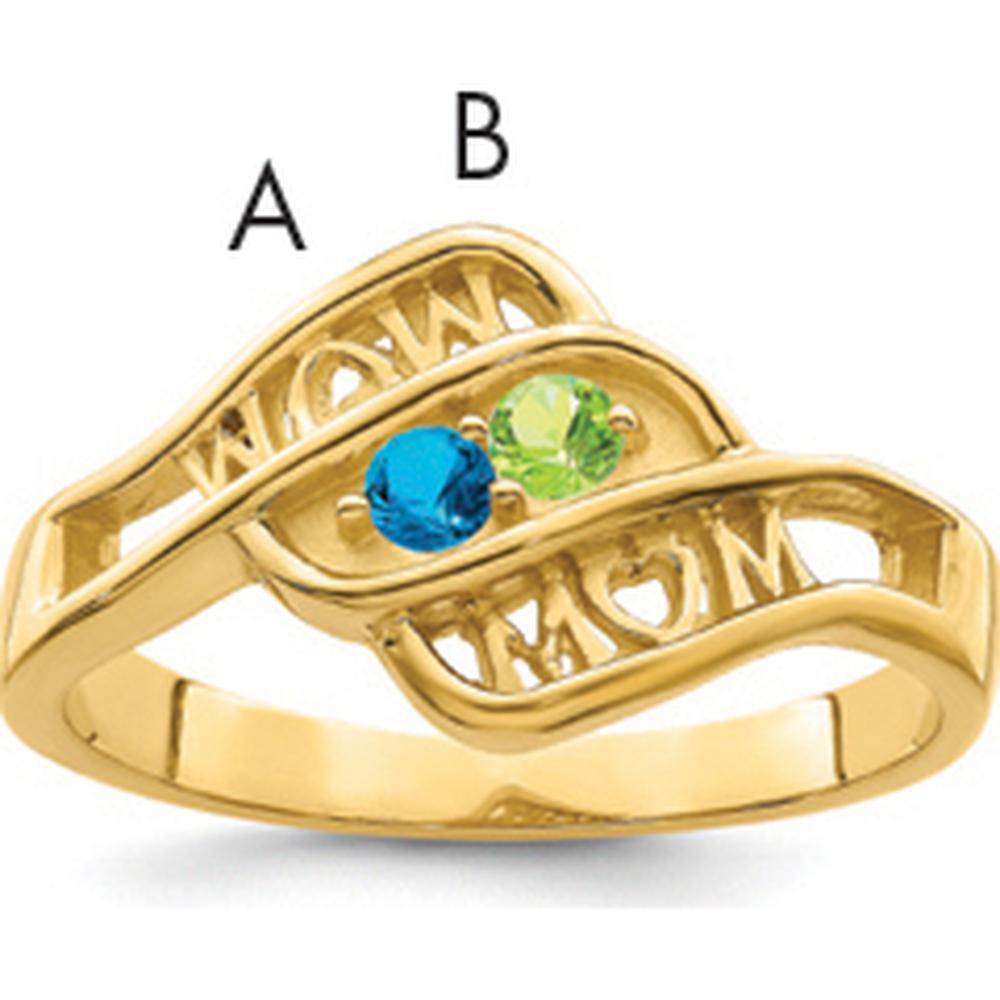14K Yellow Gold Personalized Family Jewelry Ring Mounting with Engraving "WOW MOM" by Oro Pregiato