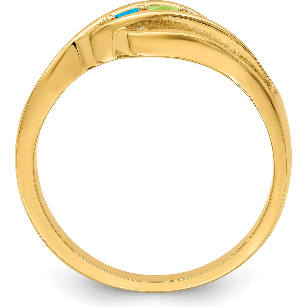 14K Yellow Gold Personalized Family Jewelry Ring Mounting with Engraving "WOW MOM" by Oro Pregiato