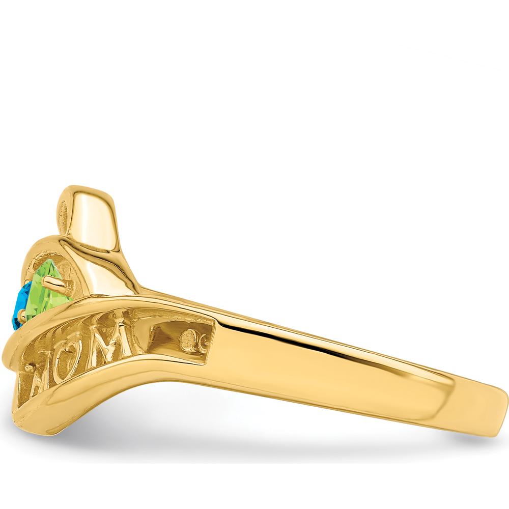 14K Yellow Gold Personalized Family Jewelry Ring Mounting with Engraving "WOW MOM" by Oro Pregiato