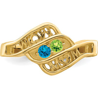 14K Yellow Gold Personalized Family Jewelry Ring Mounting with Engraving "WOW MOM" by Oro Pregiato