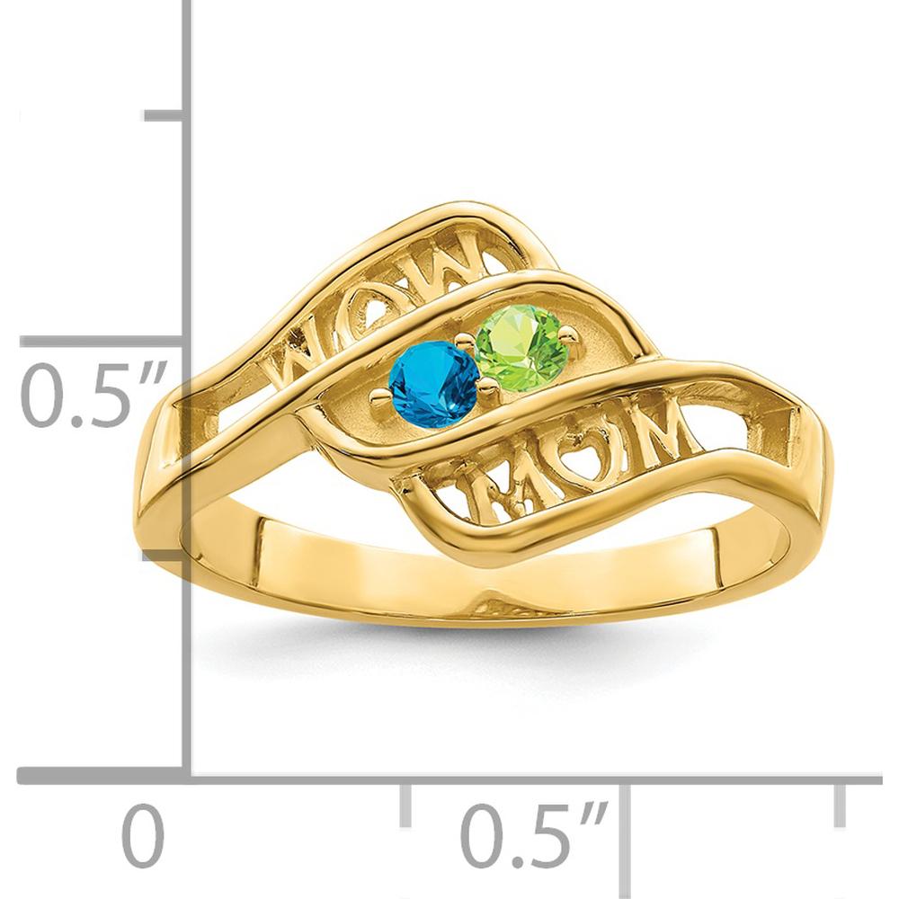 14K Yellow Gold Personalized Family Jewelry Ring Mounting with Engraving "WOW MOM" by Oro Pregiato