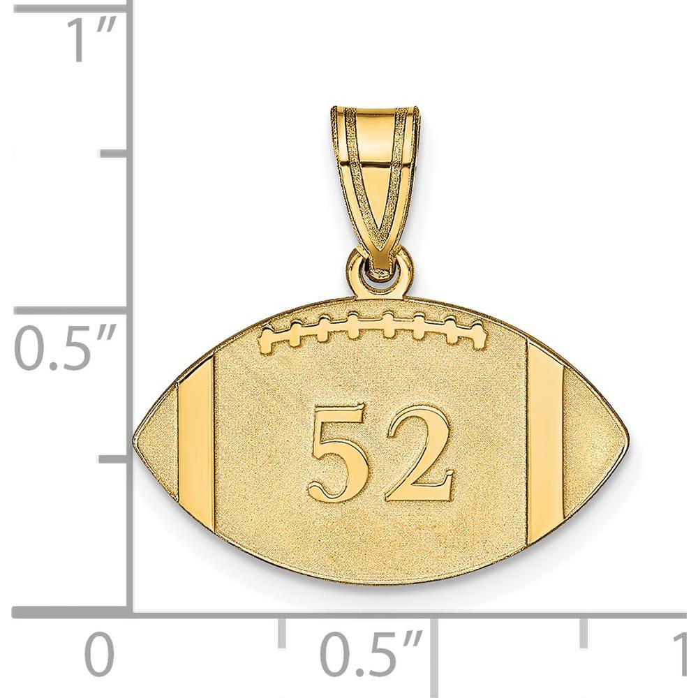 14K Yellow Gold Personalized Football Pendant with "52" Engraving by Oro Pregiato