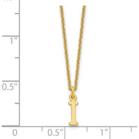 14K Yellow Gold Personalized "I" Initial Necklace with Cable Chain - 18in Length by Oro Pregiato