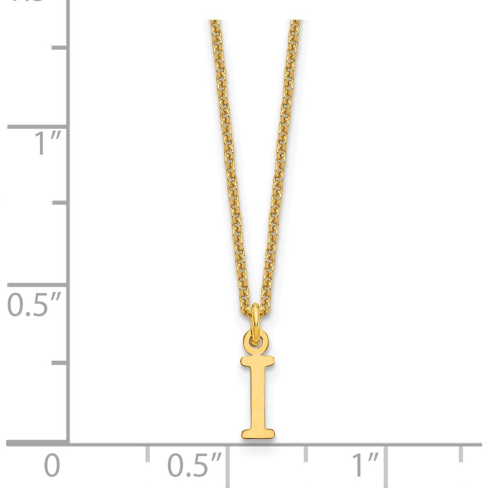 14K Yellow Gold Personalized "I" Initial Necklace with Cable Chain - 18in Length by Oro Pregiato