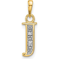 14K Yellow Gold Personalized "J" Letter Pendant with Round Diamonds - 0.01 Carat Total Diamond Weight by Oro Pregiato