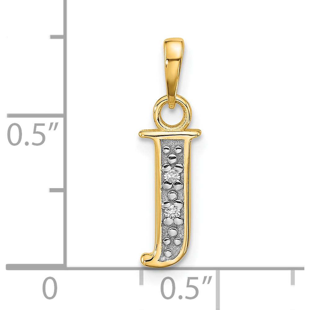 14K Yellow Gold Personalized "J" Letter Pendant with Round Diamonds - 0.01 Carat Total Diamond Weight by Oro Pregiato