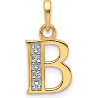 14K Yellow Gold Personalized Letter "B" Pendant with White Diamond Accents - 0.01 Carat Total Diamond Weight by Oro Pregiato