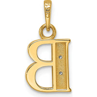 14K Yellow Gold Personalized Letter "B" Pendant with White Diamond Accents - 0.01 Carat Total Diamond Weight by Oro Pregiato