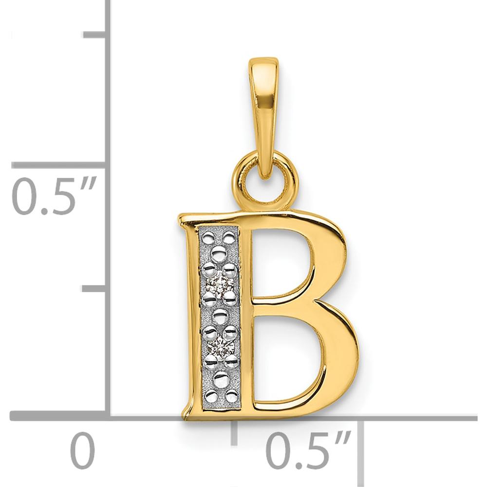 14K Yellow Gold Personalized Letter "B" Pendant with White Diamond Accents - 0.01 Carat Total Diamond Weight by Oro Pregiato