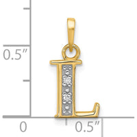 14K Yellow Gold Personalized Letter L Pendant with Round Diamonds - 0.01 Carat Total Diamond Weight by Oro Pregiato