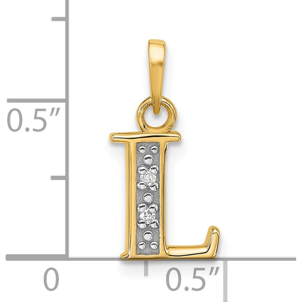 14K Yellow Gold Personalized Letter L Pendant with Round Diamonds - 0.01 Carat Total Diamond Weight by Oro Pregiato