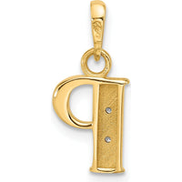 14K Yellow Gold Personalized Letter P Pendant with Round Diamonds - 0.01 Carat Total Diamond Weight by Oro Pregiato