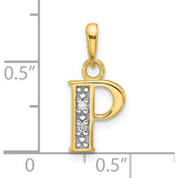 14K Yellow Gold Personalized Letter P Pendant with Round Diamonds - 0.01 Carat Total Diamond Weight by Oro Pregiato