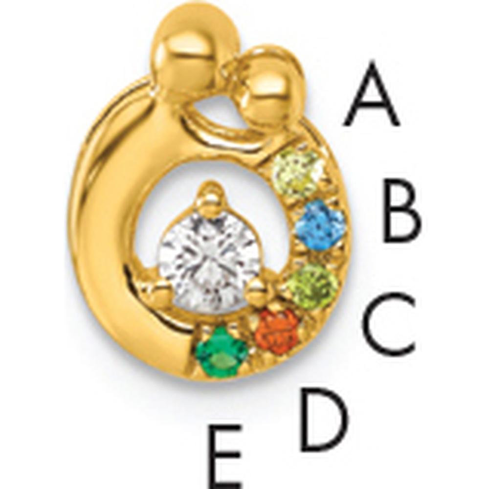 14K Yellow Gold Personalized Mother's Birthstone and Diamond Pendant by Oro Pregiato