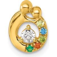 14K Yellow Gold Personalized Mother's Birthstone and Diamond Pendant by Oro Pregiato