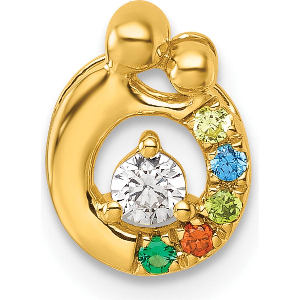 14K Yellow Gold Personalized Mother's Birthstone and Diamond Pendant by Oro Pregiato