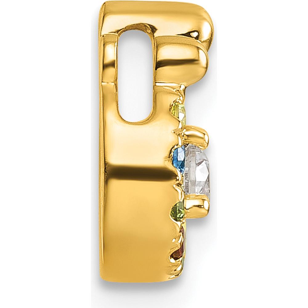 14K Yellow Gold Personalized Mother's Birthstone and Diamond Pendant by Oro Pregiato