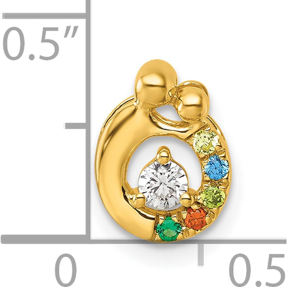 14K Yellow Gold Personalized Mother's Birthstone and Diamond Pendant by Oro Pregiato