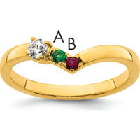 14K Yellow Gold Personalized Mother's Ring with Diamond and Birthstones - Customizable Semi-Mount by Oro Pregiato