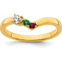 14K Yellow Gold Personalized Mother's Ring with Diamond and Birthstones - Customizable Semi-Mount by Oro Pregiato