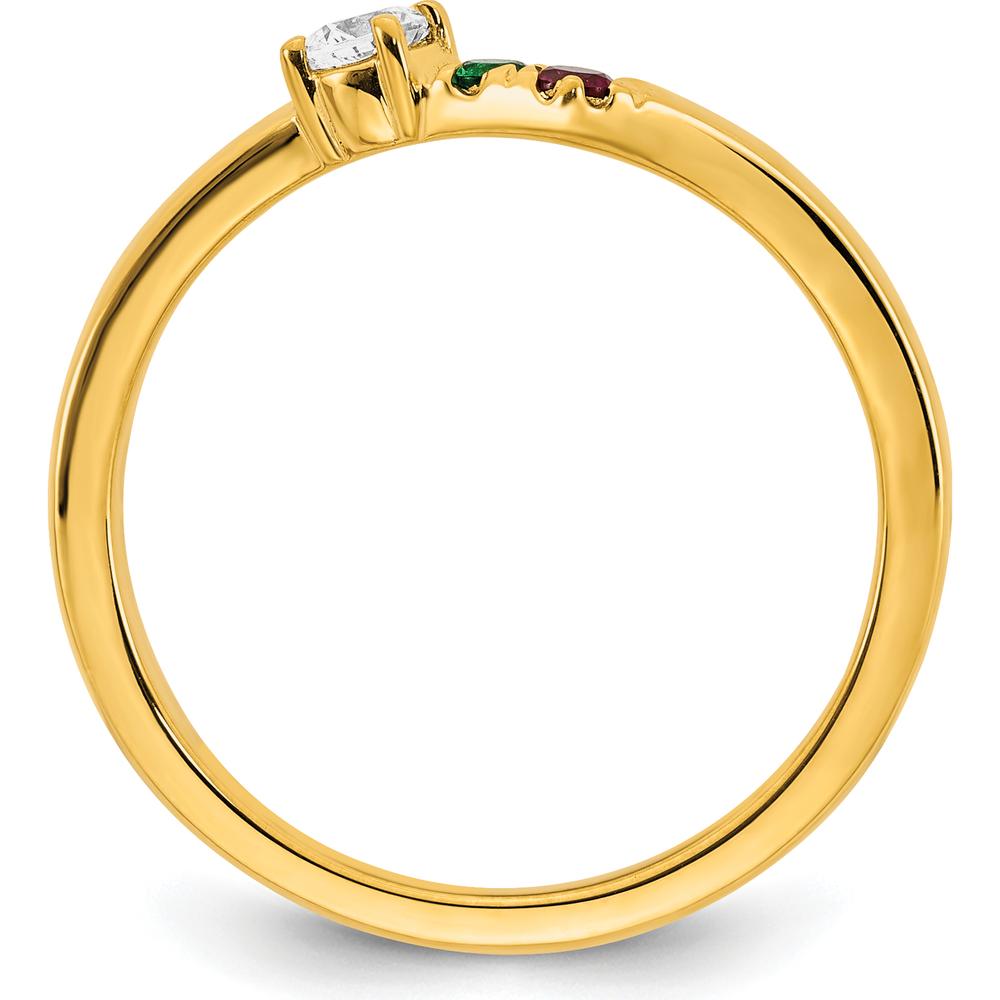 14K Yellow Gold Personalized Mother's Ring with Diamond and Birthstones - Customizable Semi-Mount by Oro Pregiato