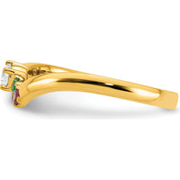 14K Yellow Gold Personalized Mother's Ring with Diamond and Birthstones - Customizable Semi-Mount by Oro Pregiato
