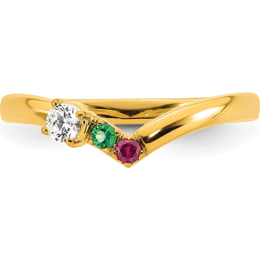 14K Yellow Gold Personalized Mother's Ring with Diamond and Birthstones - Customizable Semi-Mount by Oro Pregiato