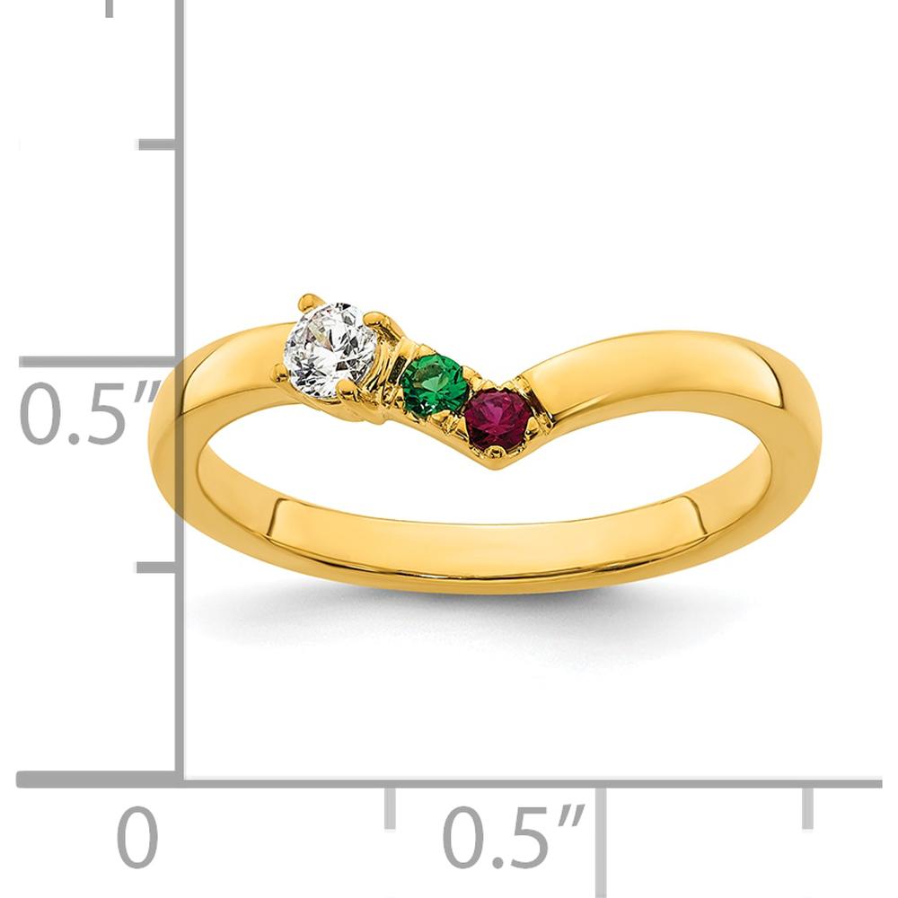 14K Yellow Gold Personalized Mother's Ring with Diamond and Birthstones - Customizable Semi-Mount by Oro Pregiato