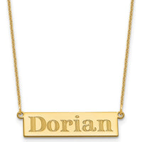 14K Yellow Gold Personalized Name Bar Necklace - Custom Engraved Name Pendant by Oro Pregiato