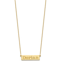 14K Yellow Gold Personalized Name Bar Necklace - Custom Engraved Name Pendant by Oro Pregiato