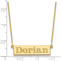 14K Yellow Gold Personalized Name Bar Necklace - Custom Engraved Name Pendant by Oro Pregiato