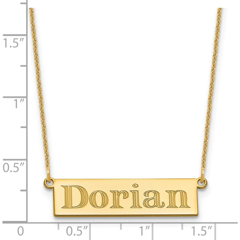 14K Yellow Gold Personalized Name Bar Necklace - Custom Engraved Name Pendant by Oro Pregiato