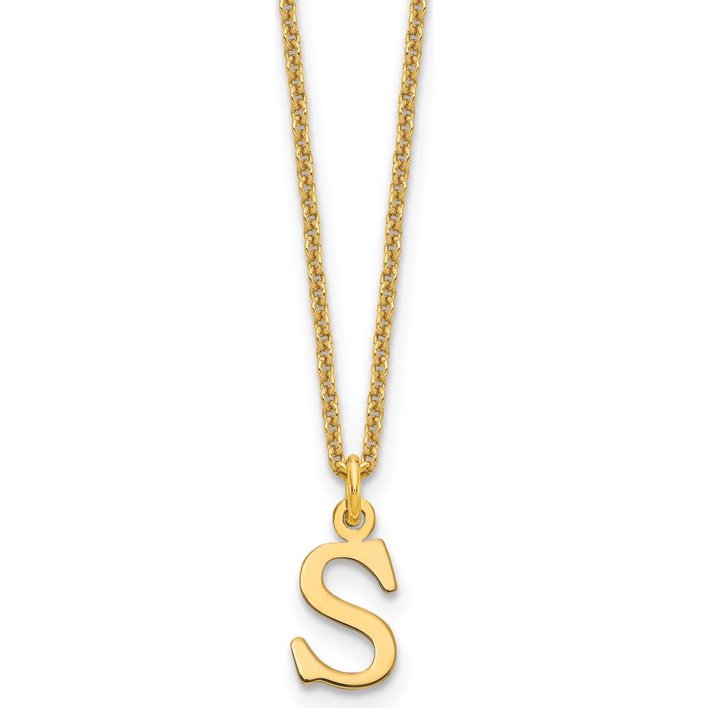 14K Yellow Gold Personalized "S" Initial Necklace on 18-inch Cable Chain by Oro Pregiato