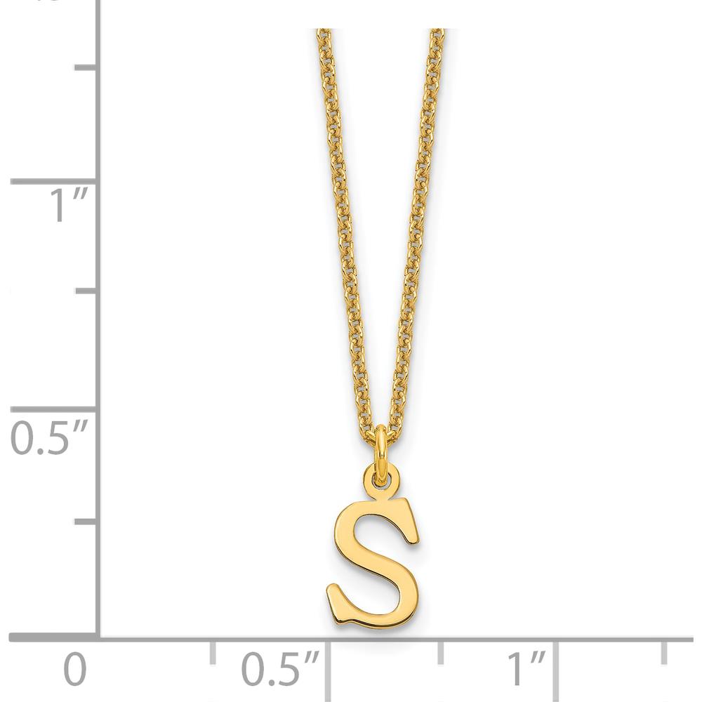 14K Yellow Gold Personalized "S" Initial Necklace on 18-inch Cable Chain by Oro Pregiato