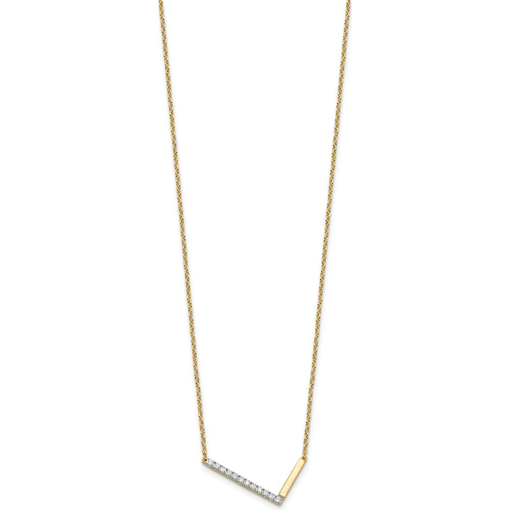 14K Yellow Gold Personalized Sideways Diamond Initial L Necklace - 0.15 Carat Total Diamond Weight by Oro Pregiato