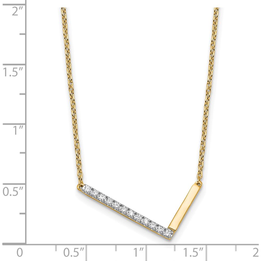 14K Yellow Gold Personalized Sideways Diamond Initial L Necklace - 0.15 Carat Total Diamond Weight by Oro Pregiato