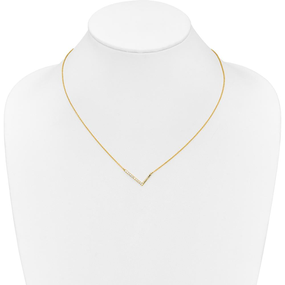 14K Yellow Gold Personalized Sideways Diamond Initial L Necklace - 0.15 Carat Total Diamond Weight by Oro Pregiato