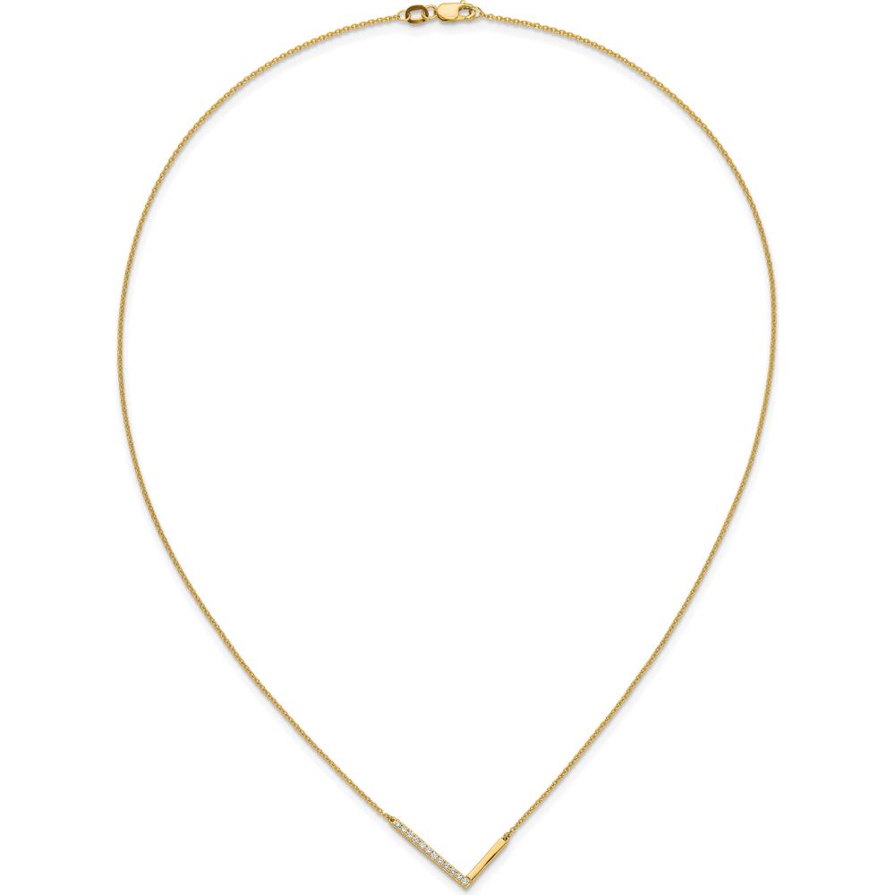 14K Yellow Gold Personalized Sideways Diamond Initial L Necklace - 0.15 Carat Total Diamond Weight by Oro Pregiato