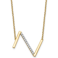 14K Yellow Gold Personalized Sideways Diamond Initial Z Necklace - 0.15 Carat Total Diamond Weight by Oro Pregiato