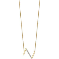 14K Yellow Gold Personalized Sideways Diamond Initial Z Necklace - 0.15 Carat Total Diamond Weight by Oro Pregiato