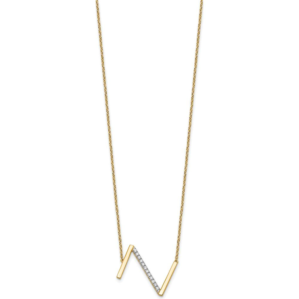 14K Yellow Gold Personalized Sideways Diamond Initial Z Necklace - 0.15 Carat Total Diamond Weight by Oro Pregiato