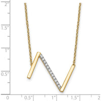 14K Yellow Gold Personalized Sideways Diamond Initial Z Necklace - 0.15 Carat Total Diamond Weight by Oro Pregiato