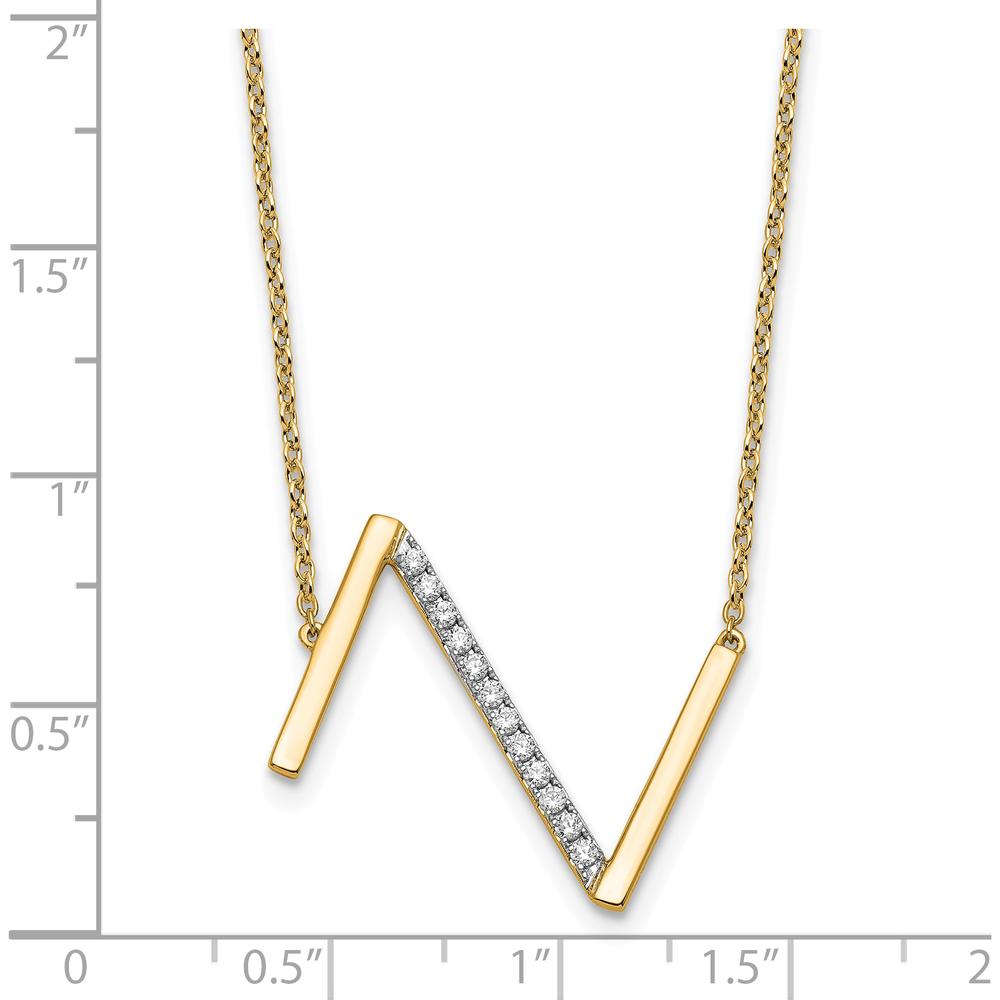 14K Yellow Gold Personalized Sideways Diamond Initial Z Necklace - 0.15 Carat Total Diamond Weight by Oro Pregiato