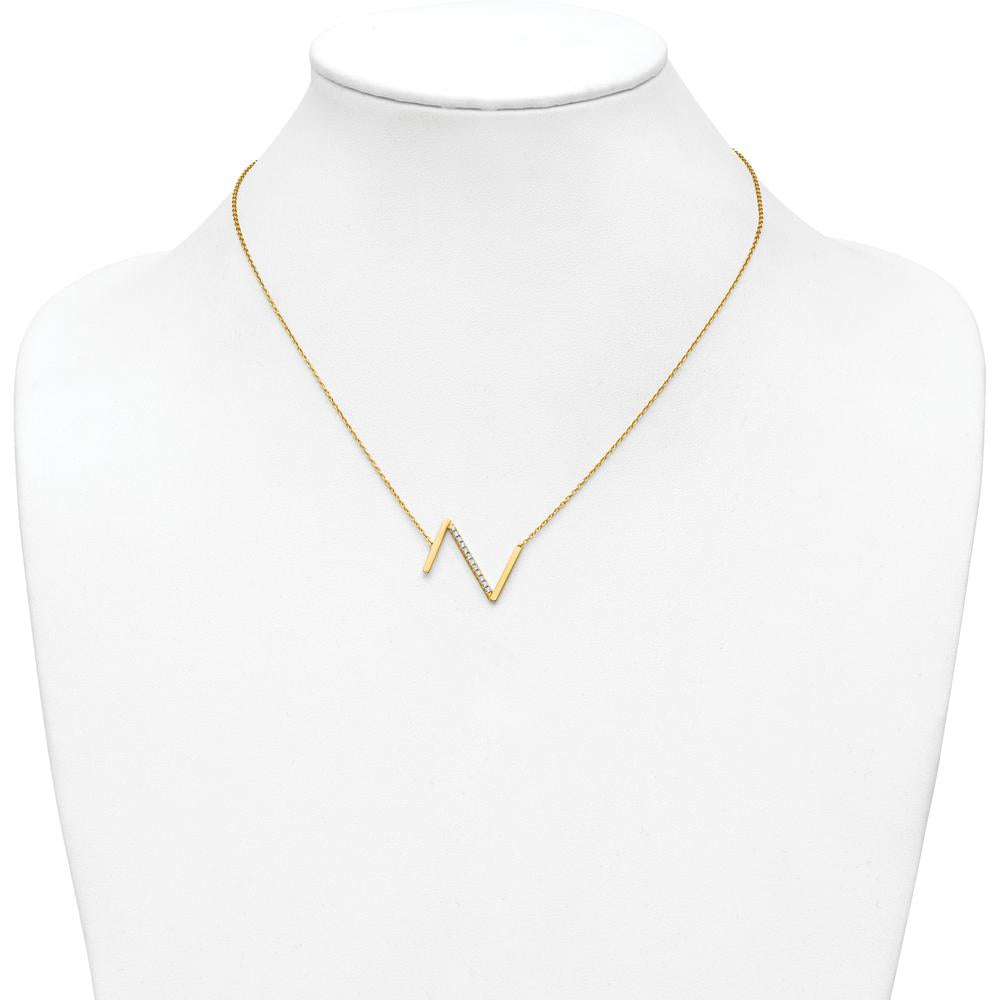 14K Yellow Gold Personalized Sideways Diamond Initial Z Necklace - 0.15 Carat Total Diamond Weight by Oro Pregiato