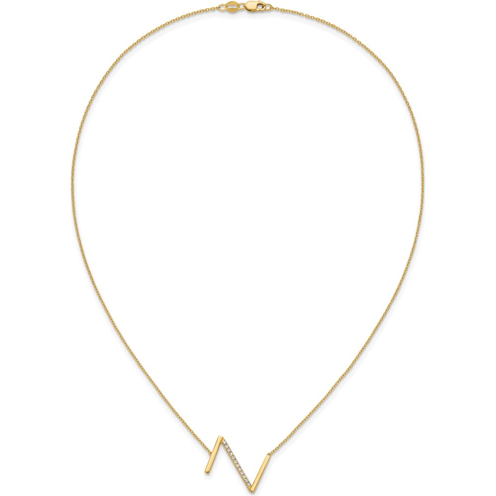 14K Yellow Gold Personalized Sideways Diamond Initial Z Necklace - 0.15 Carat Total Diamond Weight by Oro Pregiato