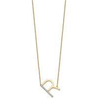14K Yellow Gold Personalized Sideways Diamond "R" Necklace - 0.25 Carat Total Diamond Weight by Oro Pregiato