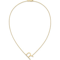 14K Yellow Gold Personalized Sideways Diamond "R" Necklace - 0.25 Carat Total Diamond Weight by Oro Pregiato